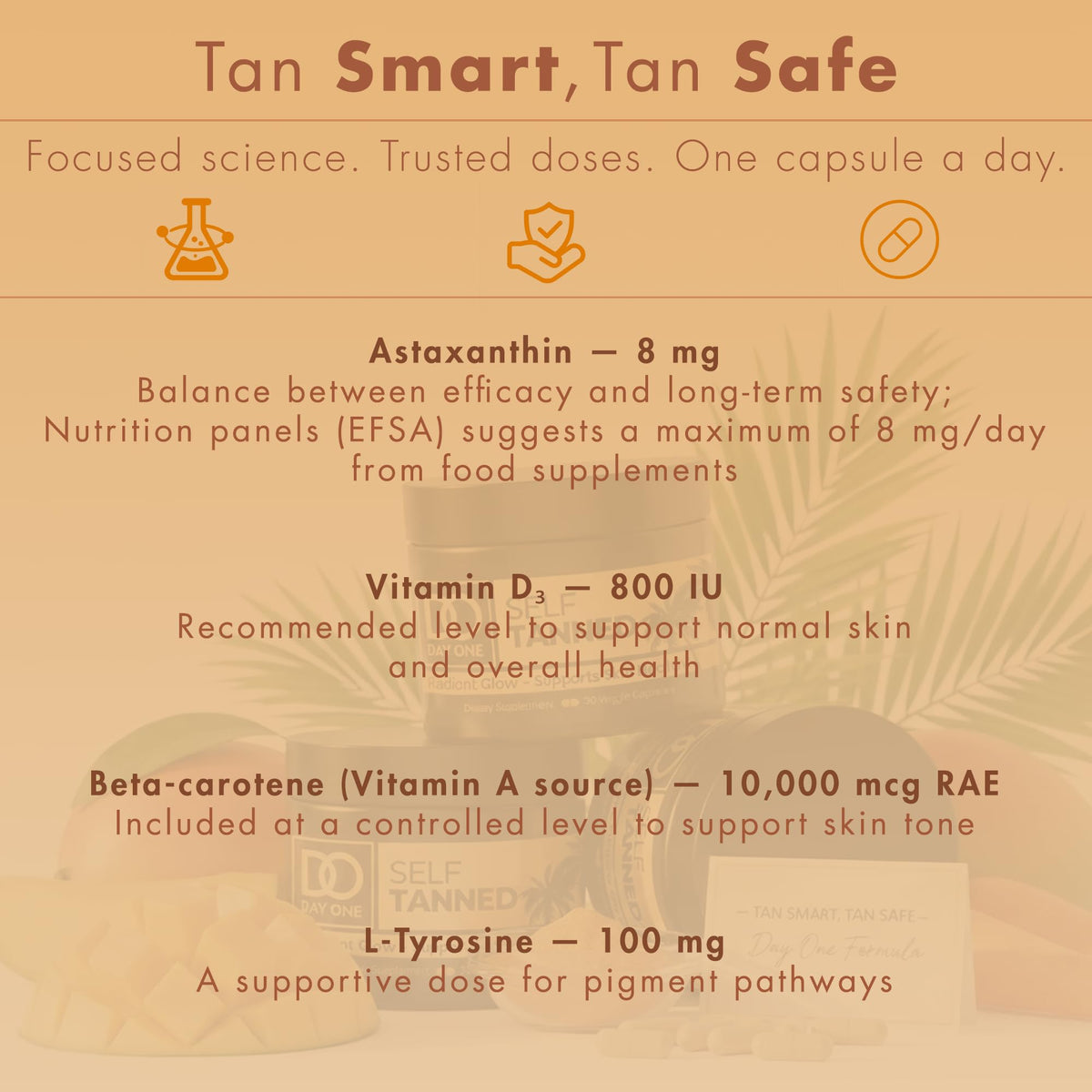 Présentation des capsules de bronzage Day One Formula avec une main