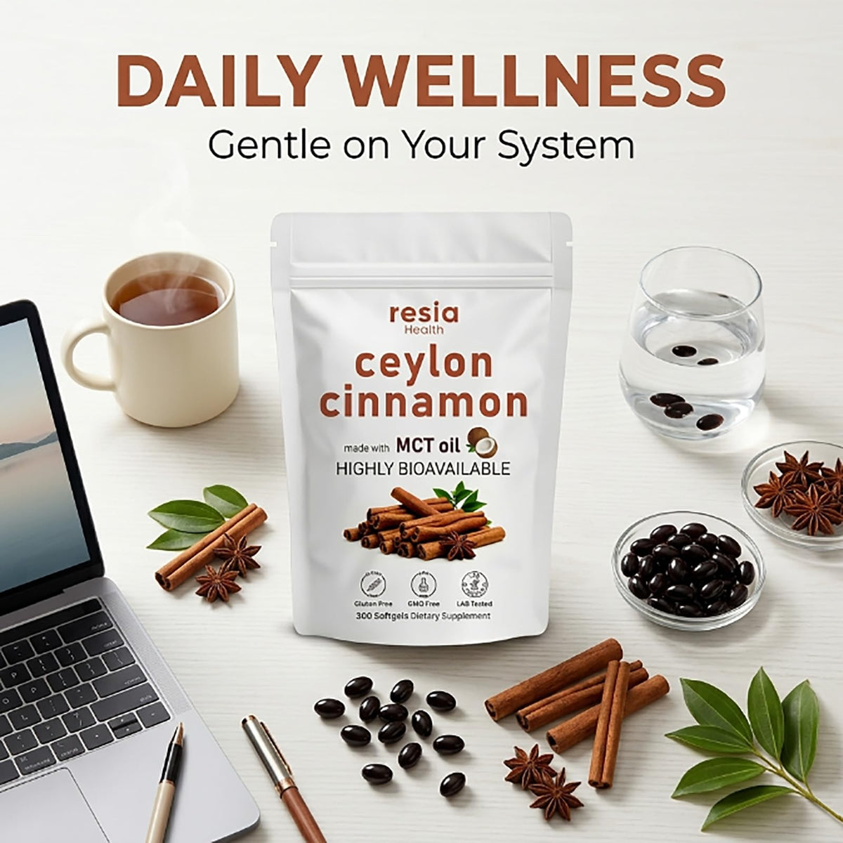 Présentation des capsules de Ceylon Cinnamon avec Huile MCT