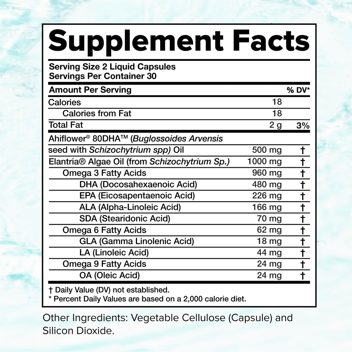 Présentation des capsules Omega 3 Végétal sur fond blanc