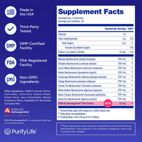Présentation des gummies champignons Purify Life à côté d'autres compléments