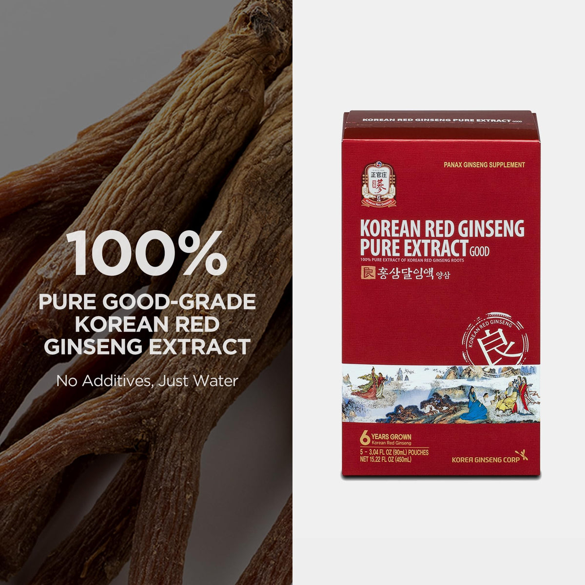 Présentation des sachets d'extrait de ginseng rouge coréen