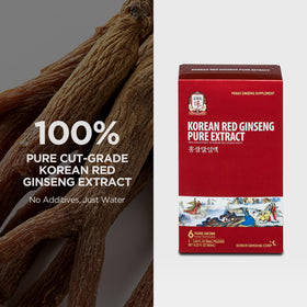 Présentation des sachets de ginseng JUNG KWAN JANG sur une table