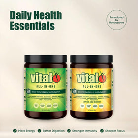 Présentation des sachets de Vital All-in-One sur une table