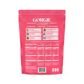 Présentation des sachets GORGIE Glow Hydration Packets dans un sac de sport