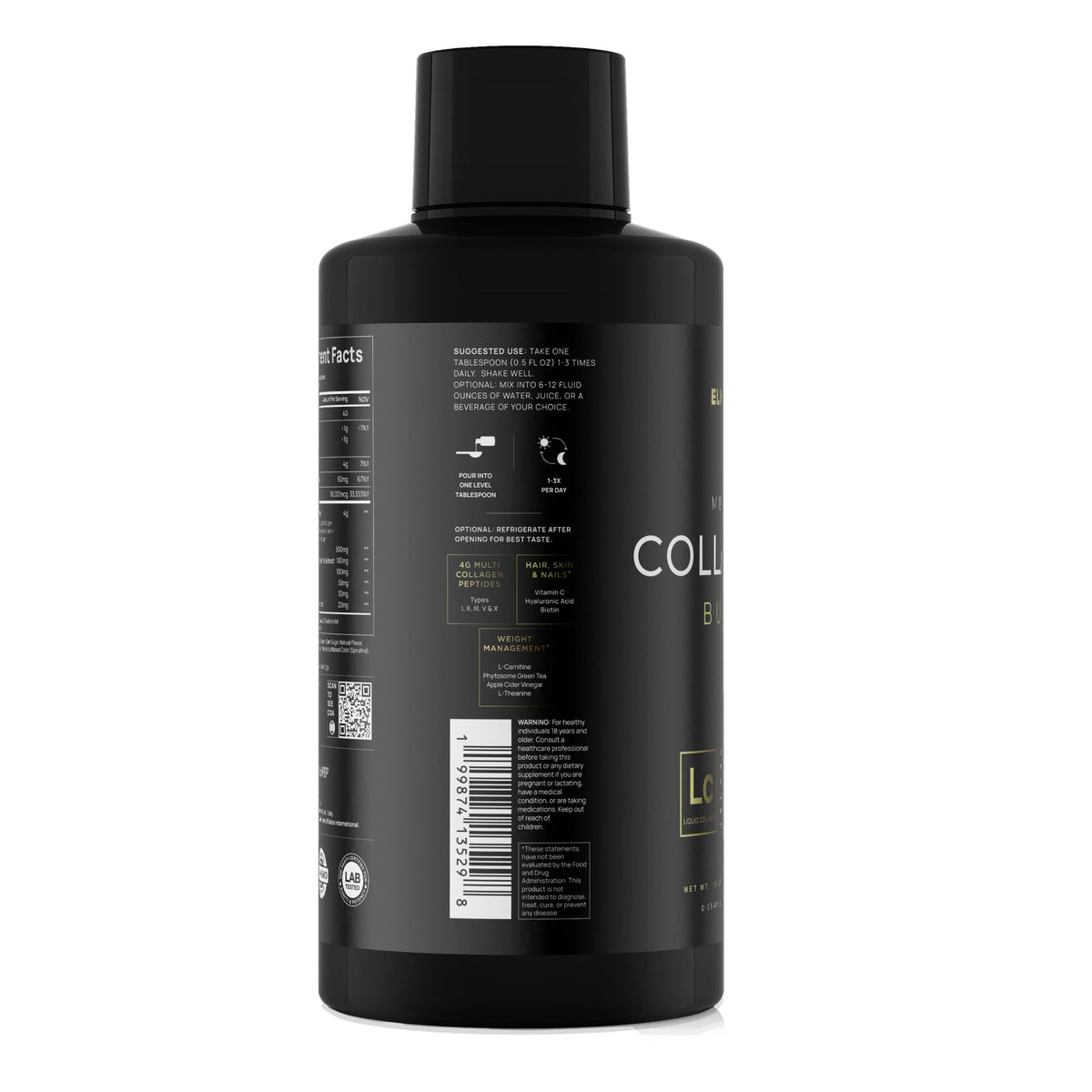 Présentation du collagène liquide TERRA ELMNT avec ingrédients visibles