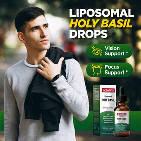 Présentation du flacon GREABBY Basilic Sacré sur un fond neutre