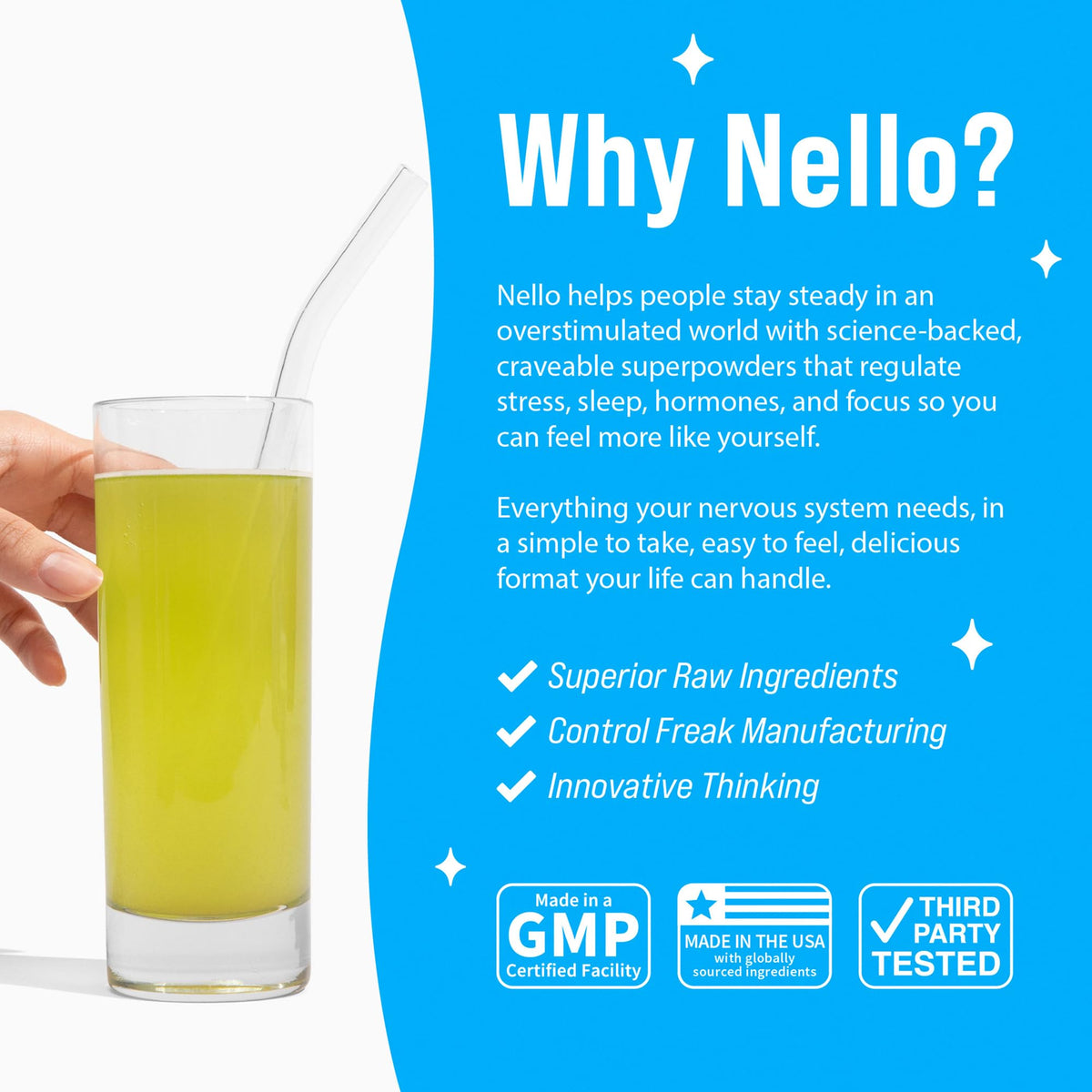 Présentation du produit Nello Supercalm sur une table
