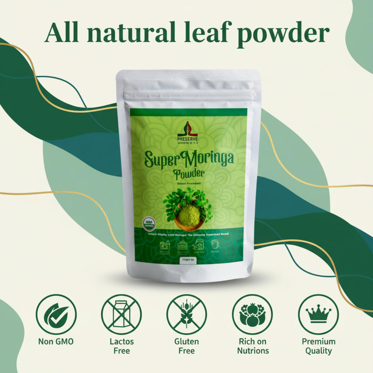 PRESERVE Poudre de Moringa Pure 113g dans un smoothie vert