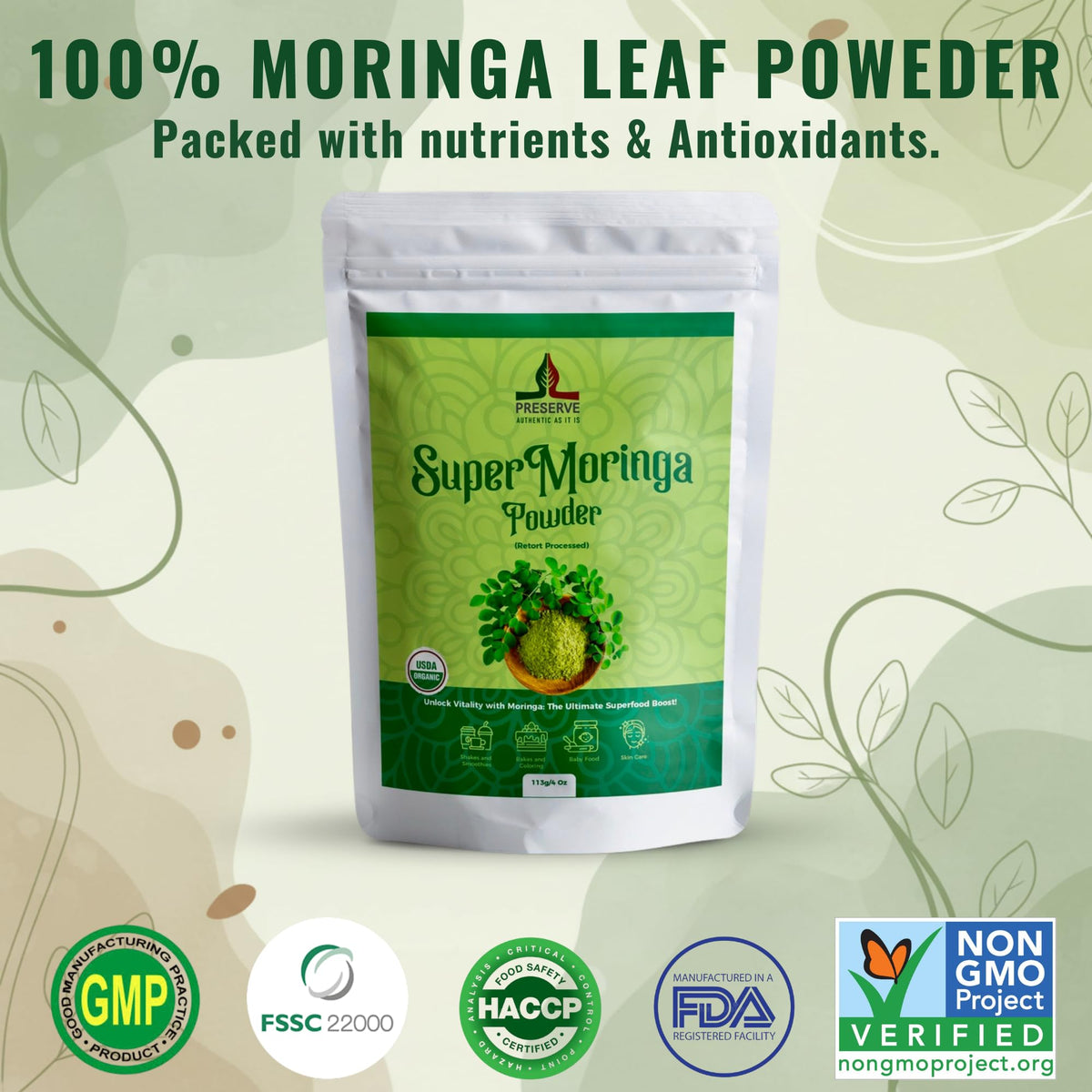 PRESERVE Poudre de Moringa Pure 113g en utilisation dans une recette