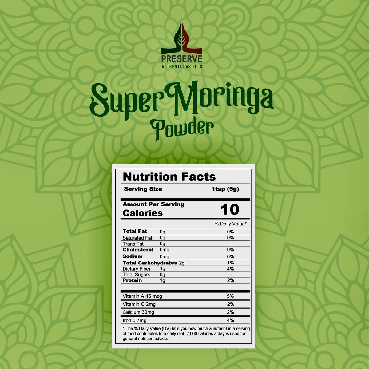 PRESERVE Poudre de Moringa Pure 113g sur une table en bois