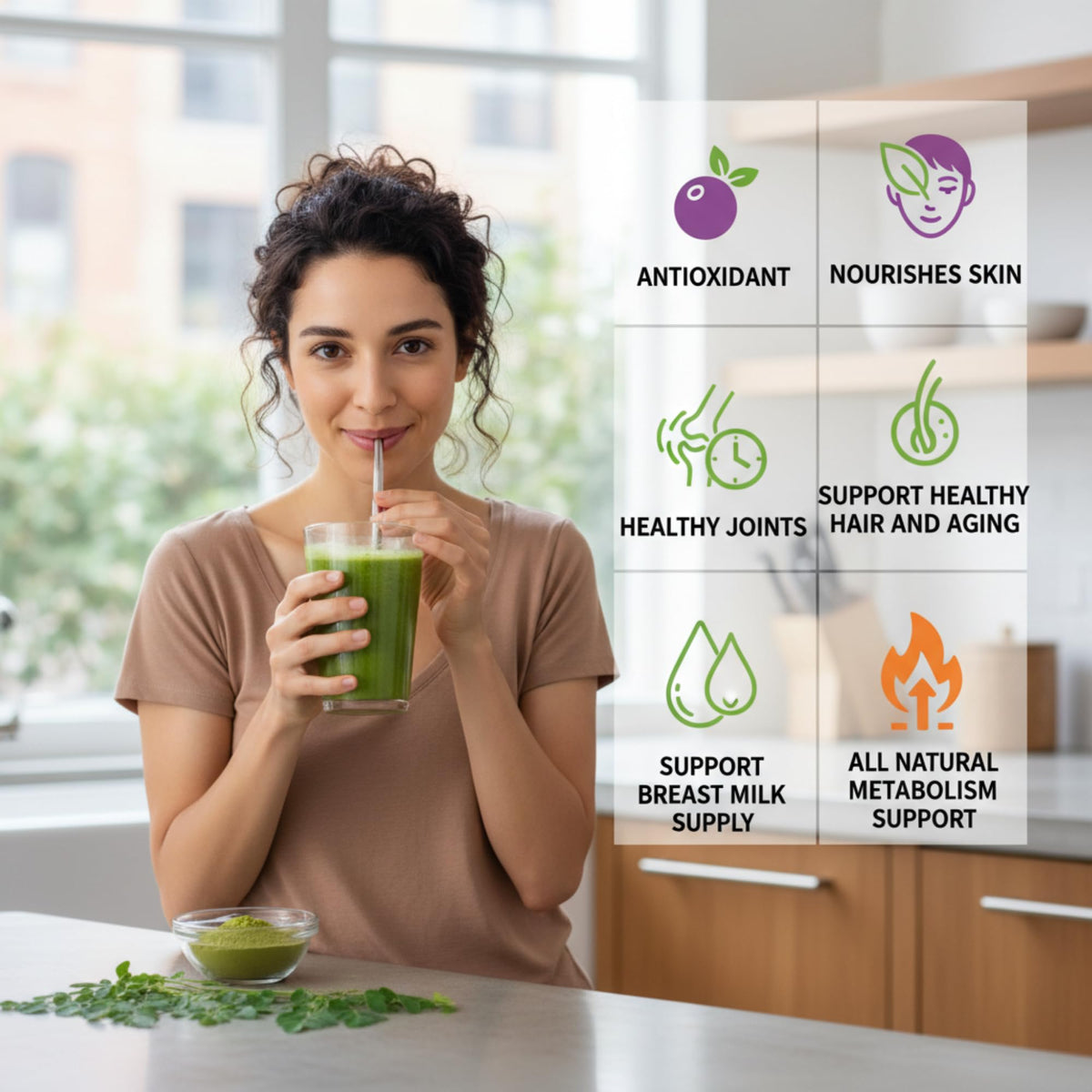 PRESERVE Poudre de Moringa Pure 113g vue arrière avec informations nutritionnelles