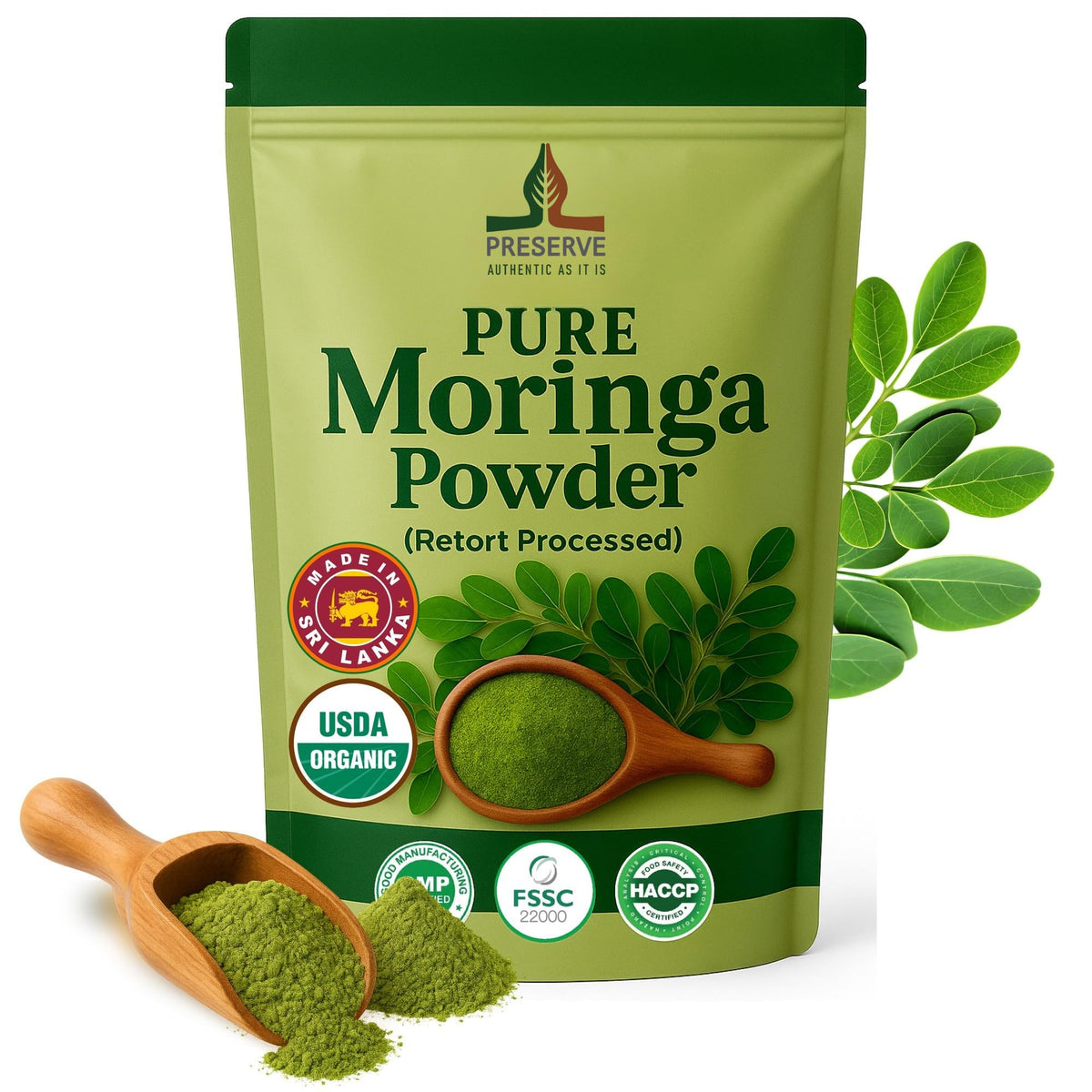 PRESERVE Poudre de Moringa Pure 113g vue avant avec emballage