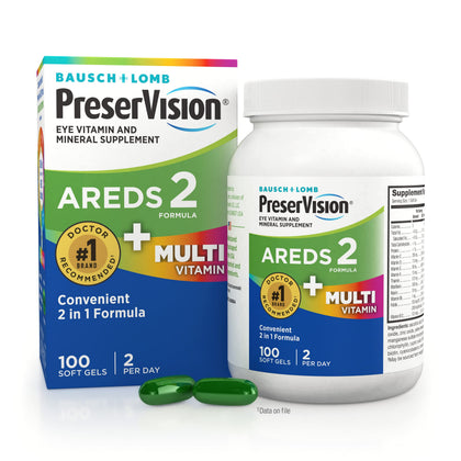 PreserVision AREDS 2 + Multivitamines 100 gélules molles vue de face