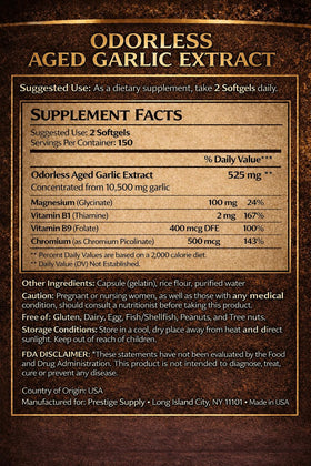 Prestige Supply Extrait d'Ail Vieilli avec des ingrédients naturels