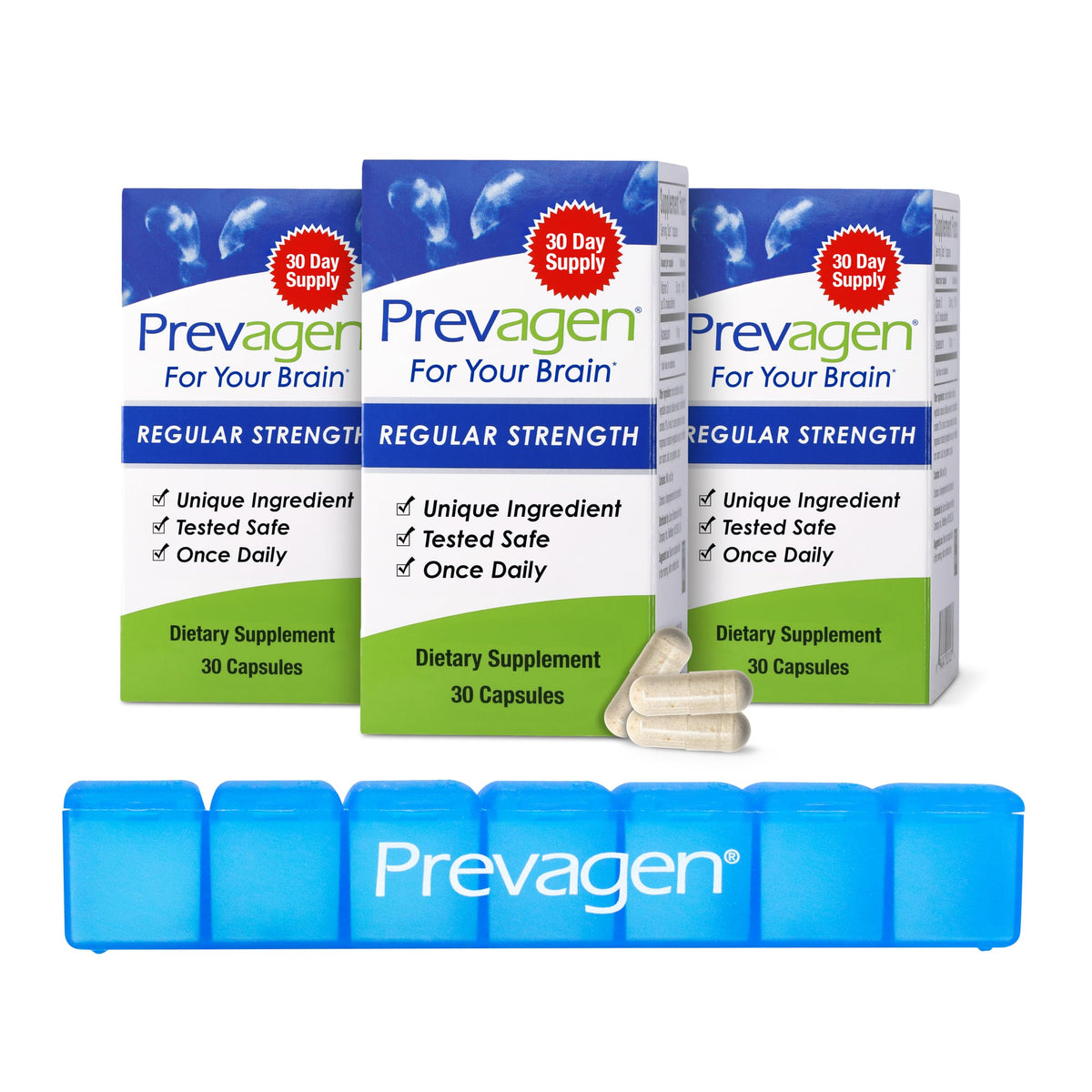 Prevagen complément alimentaire cérébral 30 capsules avec pilulier 7 jours