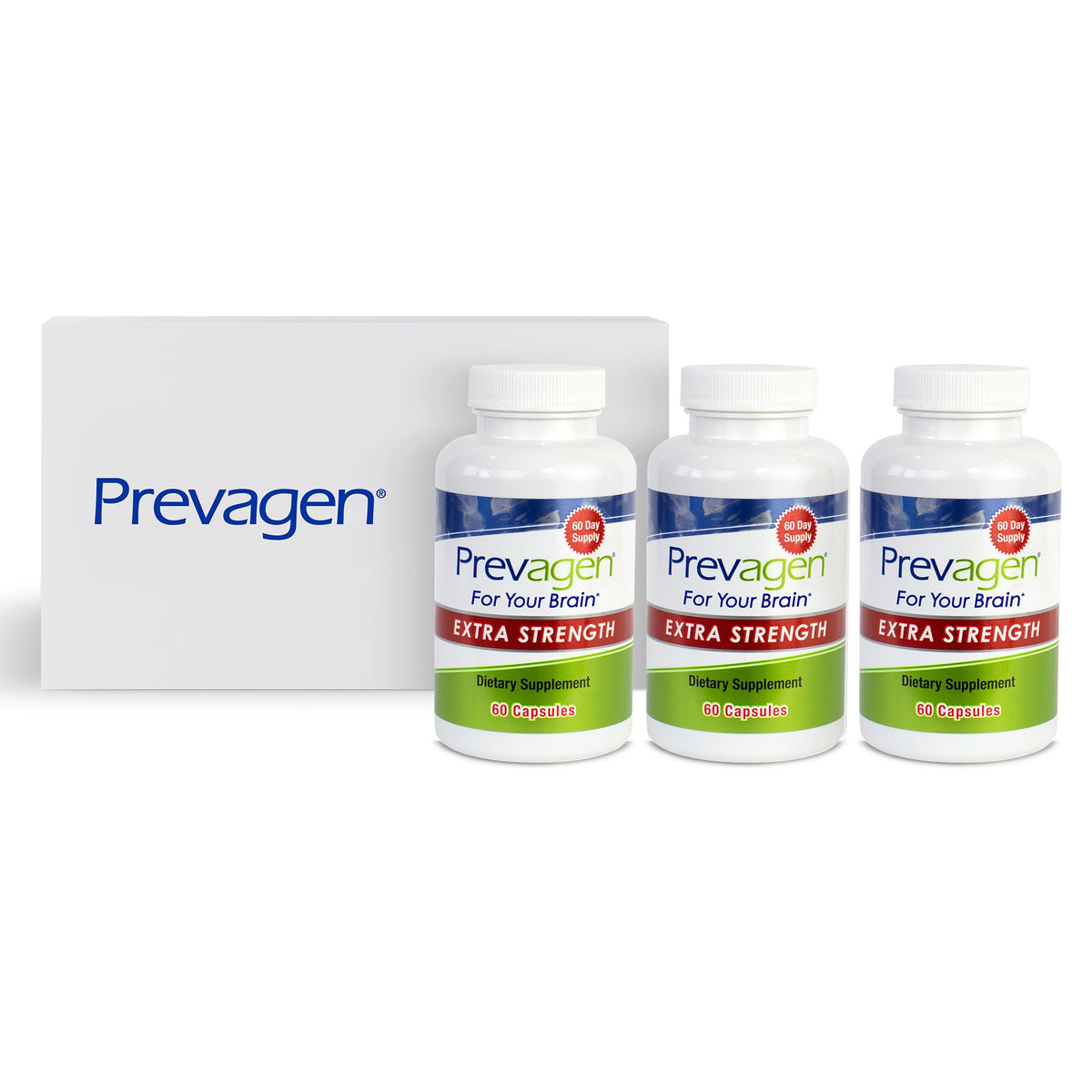 Prevagen Complément Alimentaire Cérébral 60 Capsules vue avant avec boîte de rangement