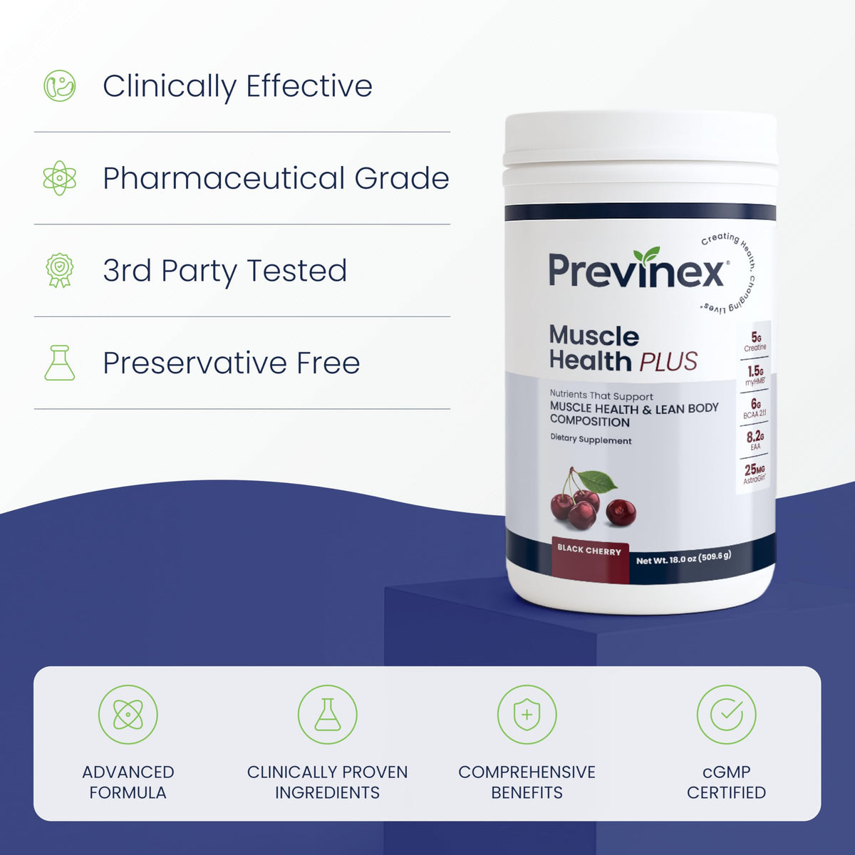 Previnex Muscle Health Plus packaging avec informations nutritionnelles