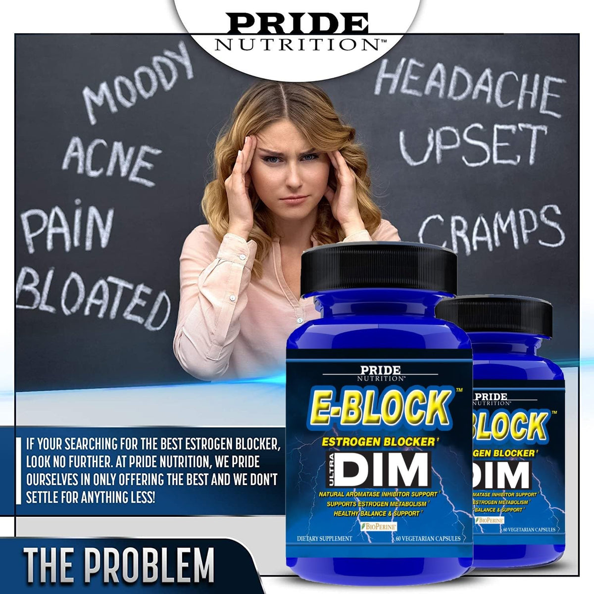 Pride Nutrition E-Block DIM 700mg capsules avec verre d'eau