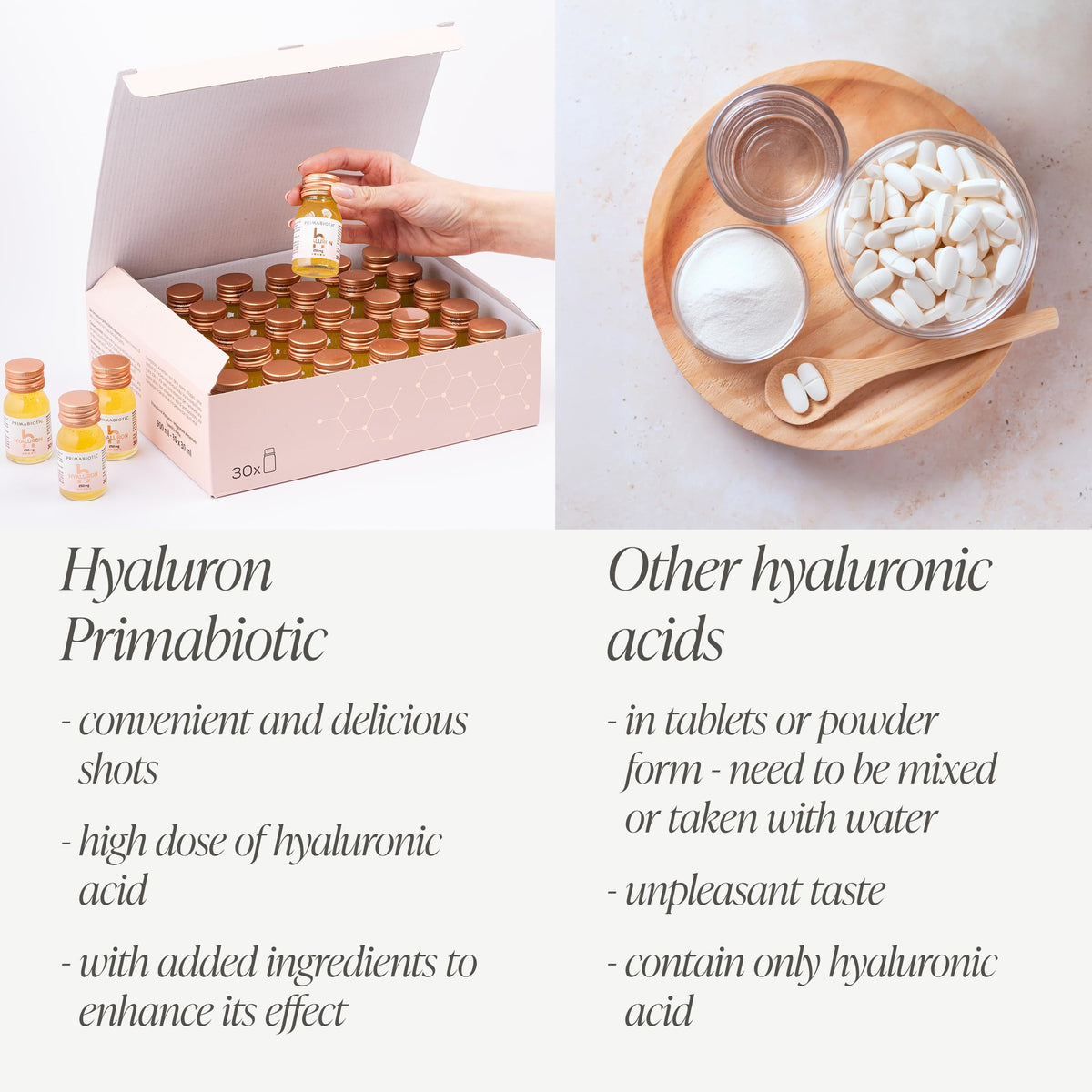 PRIMABIOTIC Acide Hyaluronique avec des fruits frais en arrière-plan
