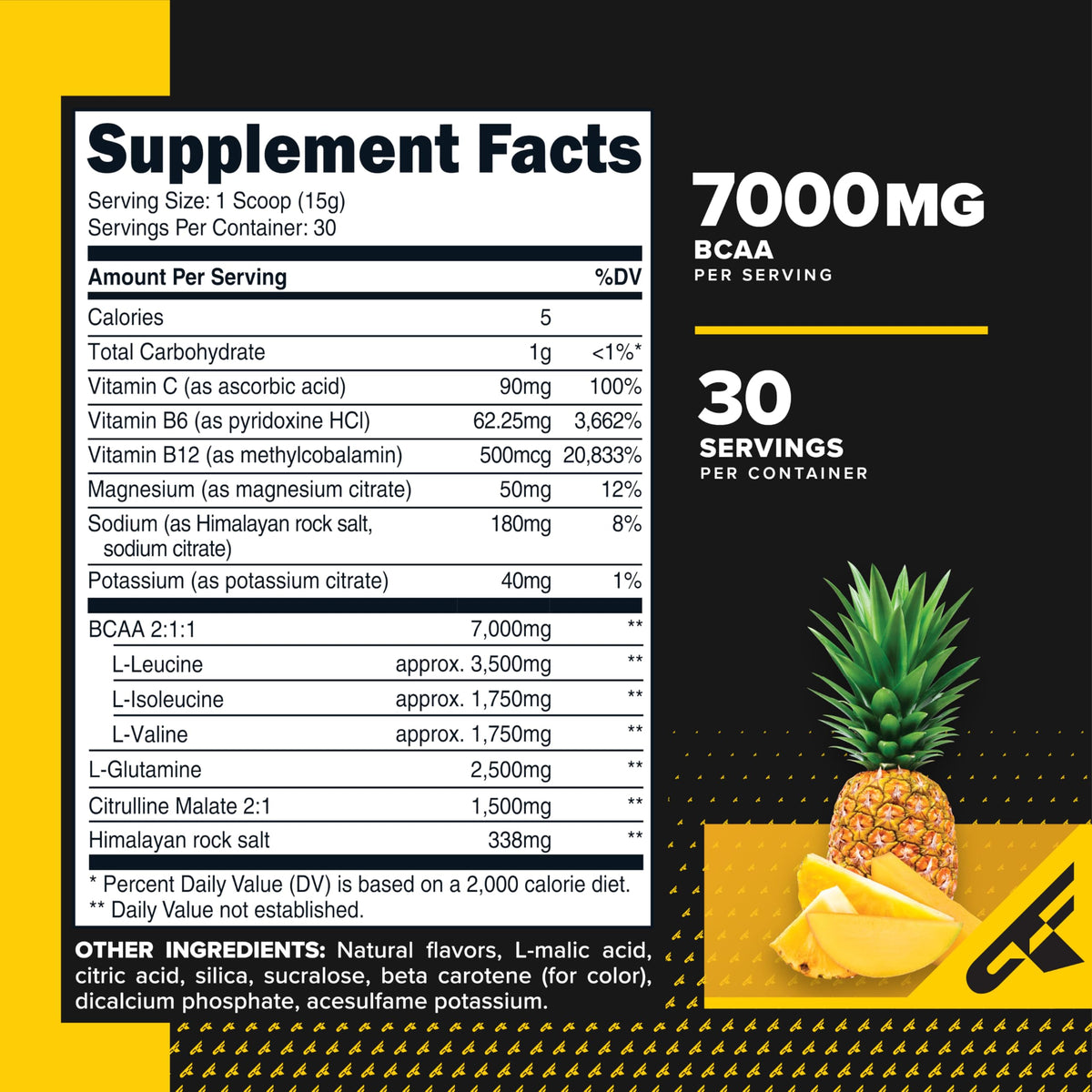 Primaforce BCAA Poudre Ananas Mangue contenant ouvert
