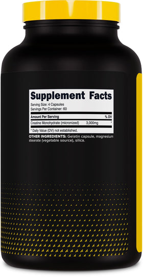 Primaforce Créatine Monohydrate Capsules avec capsules à l'extérieur