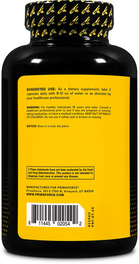 Primaforce EAA 1200mg capsules vue de dos avec informations nutritionnelles
