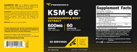 Primaforce KSM-66 Extrait de Racine d'Ashwagandha 600mg étiquette détaillée