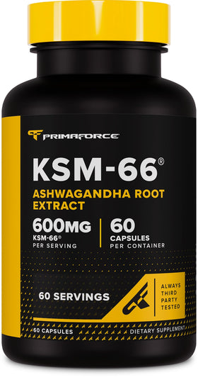 Primaforce KSM-66 Extrait de Racine d'Ashwagandha 600mg flacon avant