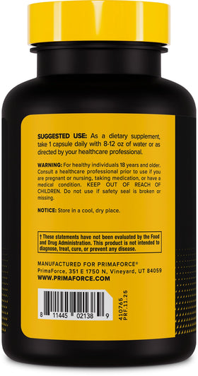 Primaforce KSM-66 Extrait de Racine d'Ashwagandha 600mg flacon latéral
