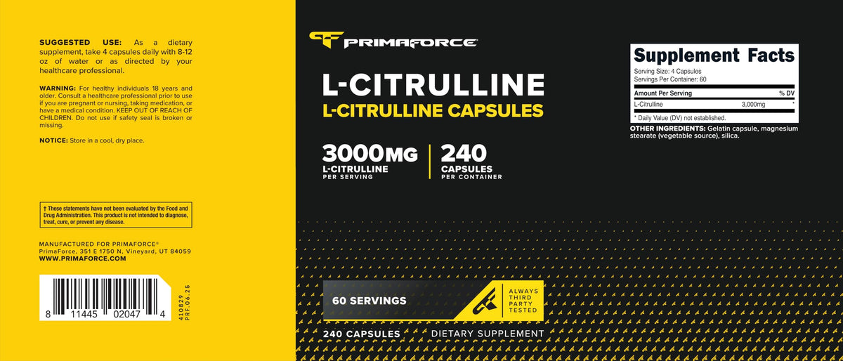 Primaforce L-Citrulline 3000mg sur fond neutre