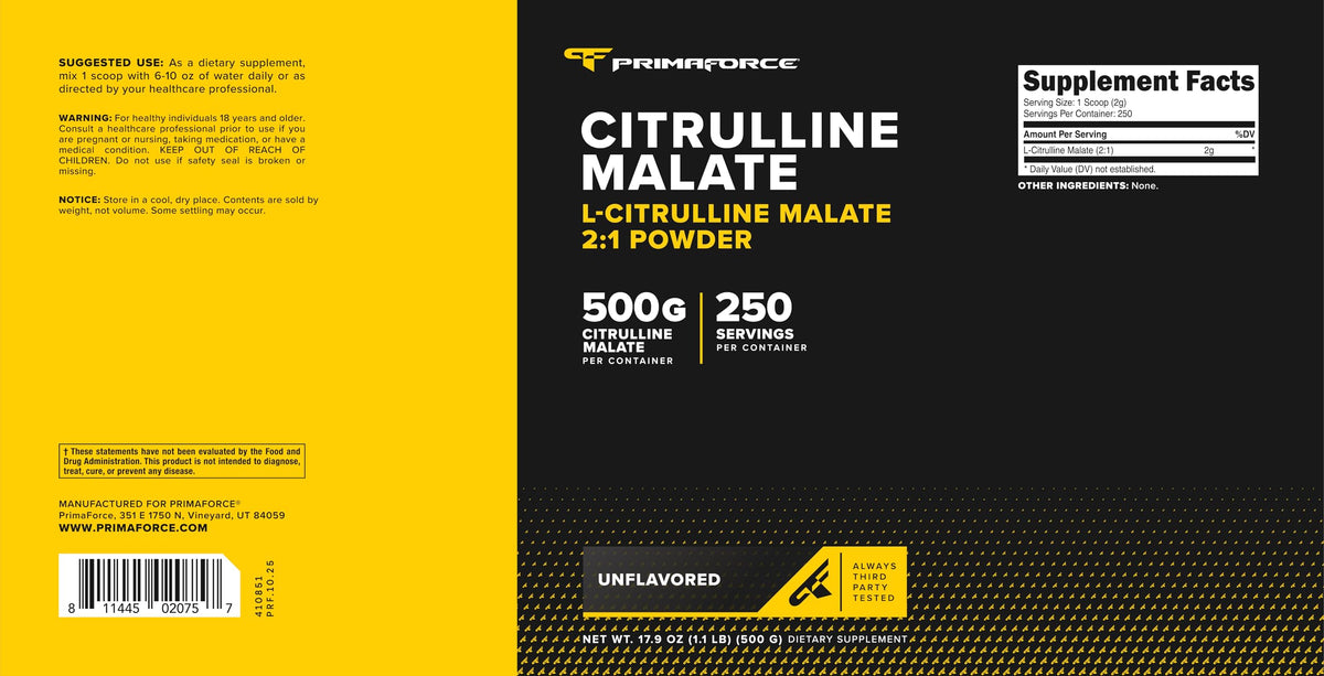 Primaforce L-Citrulline Malate 500g avec ingrédients