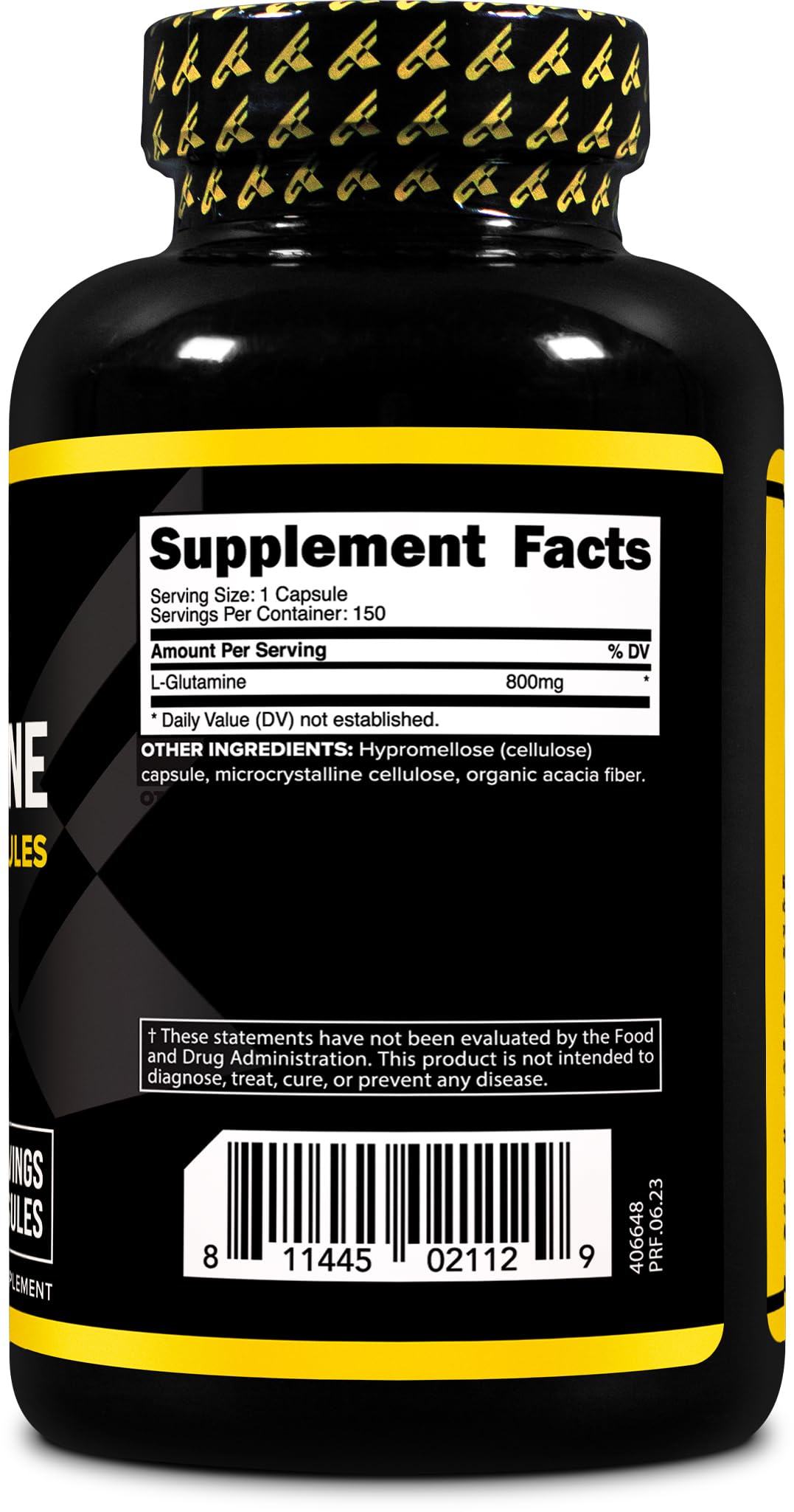Primaforce L-Glutamine 800mg capsules side view