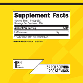 Primaforce L-Glutamine Poudre 1000g contenant ouvert avec poudre