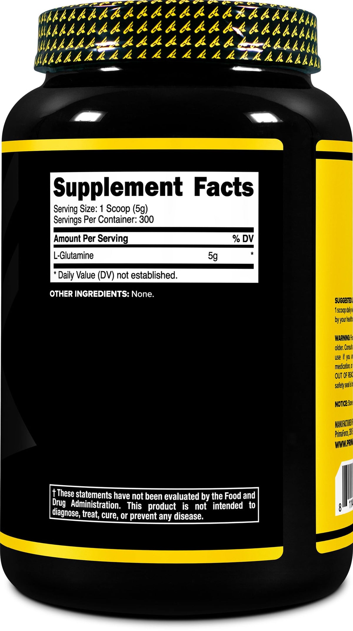 Primaforce Poudre L-Glutamine 1500g avec étiquette détaillée
