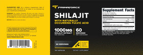 Primaforce Shilajit avec capsules à côté sur une table