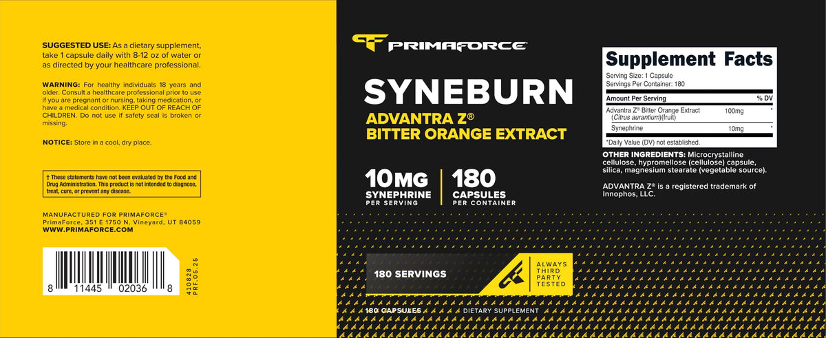 Primaforce Syneburn Complément Alimentaire 180 Capsules, vue de côté