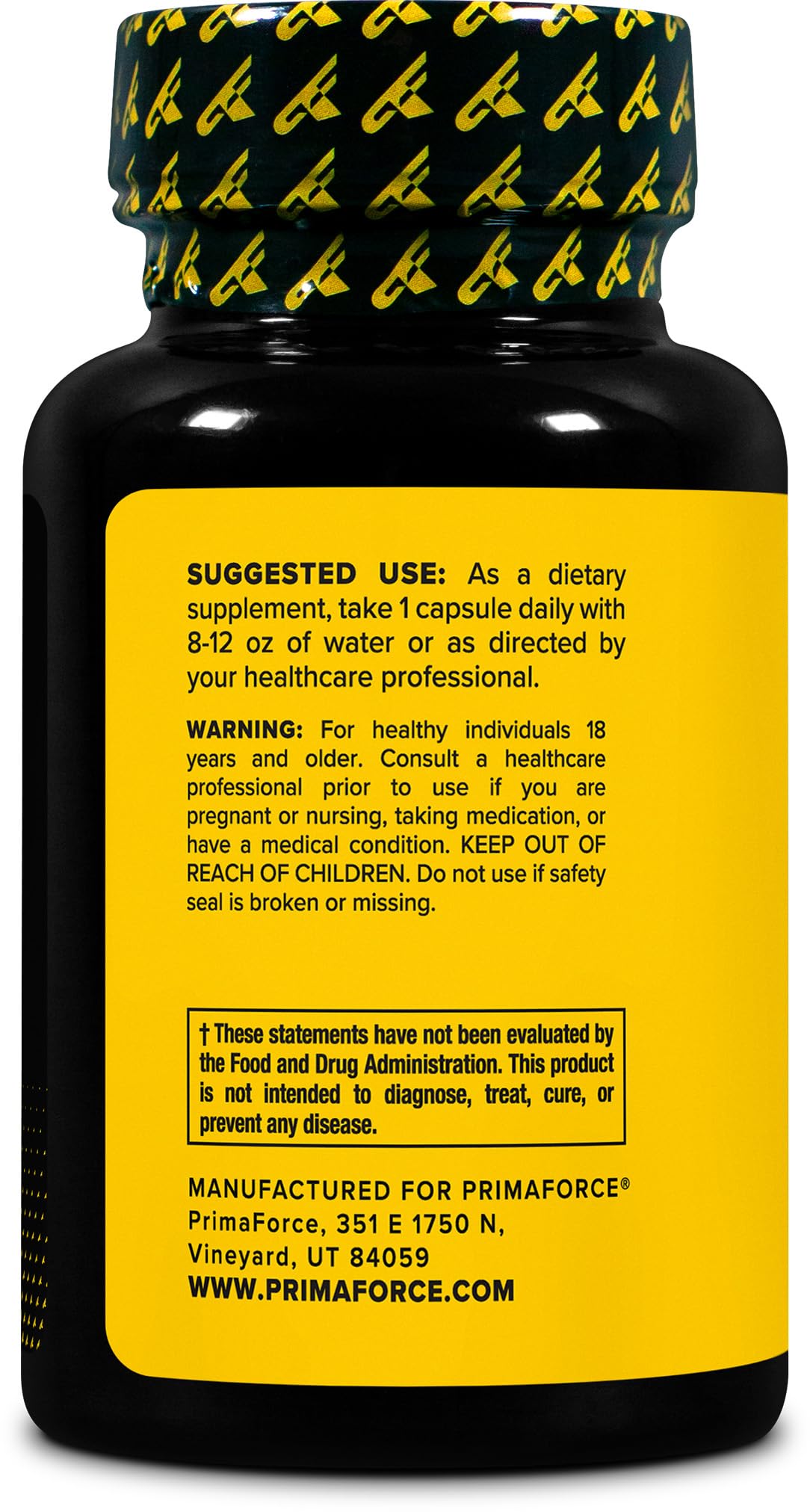 Primaforce TUDCA 500 mg capsules showing dosage information