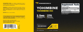 Primaforce Yohimbine HCl 2,5mg avec informations nutritionnelles