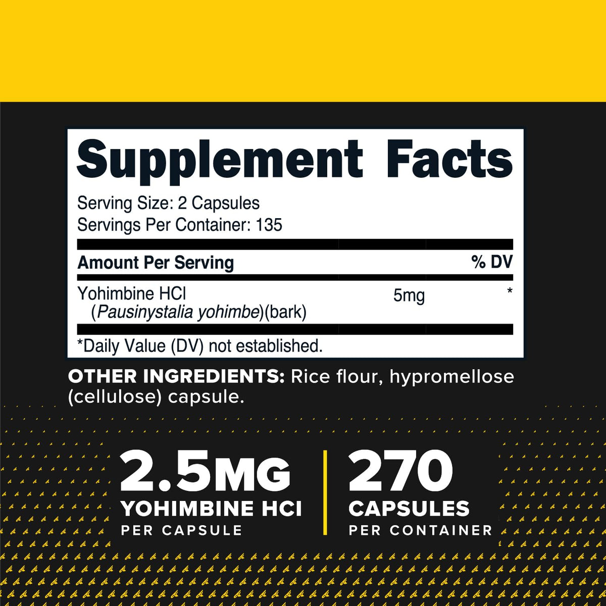 Primaforce Yohimbine HCl 2,5mg capsules en gros plan