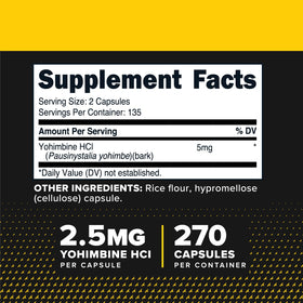Primaforce Yohimbine HCl 2,5mg capsules en gros plan