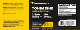 Primaforce Yohimbine HCl 90 capsules avec un verre d'eau