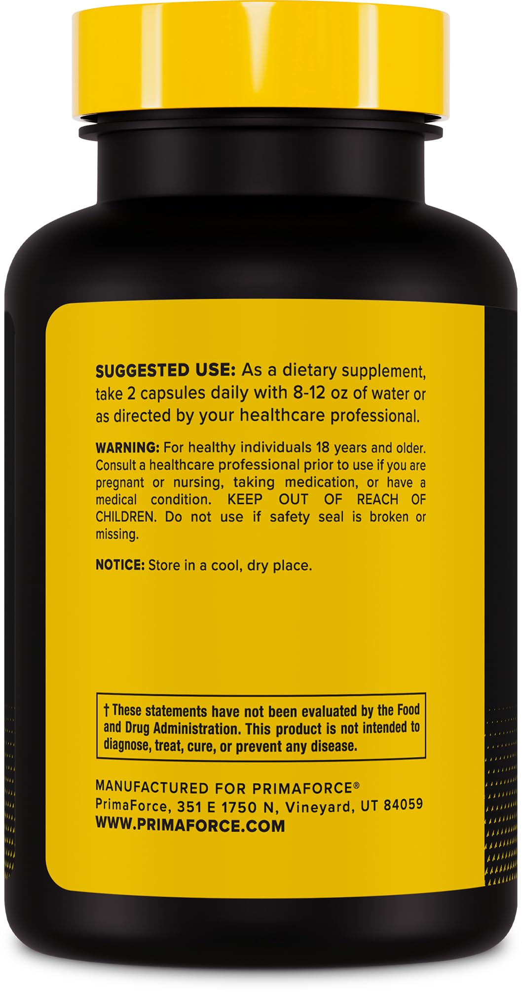 Primaforce Yohimbine HCl 90 capsules, vue de haut