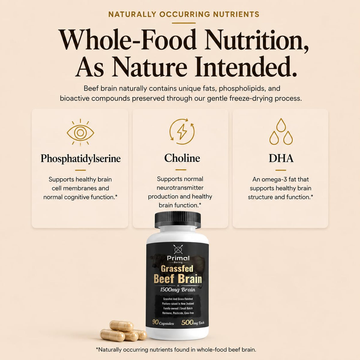 Primal Being Cerveau de Bœuf 90 Capsules arrière