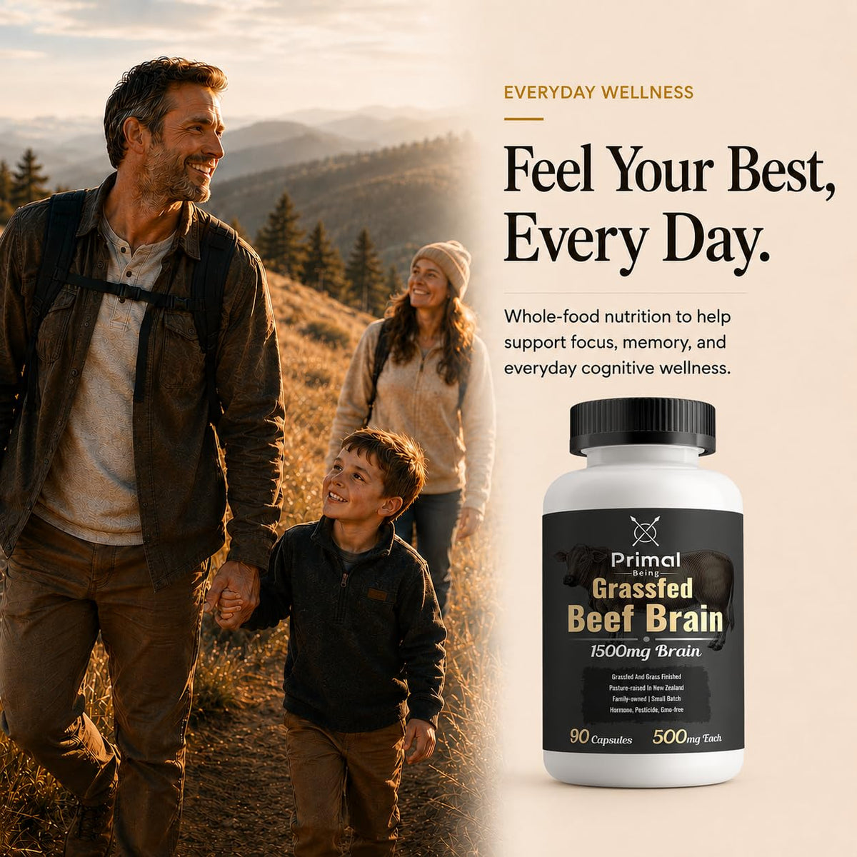 Primal Being Cerveau de Bœuf 90 Capsules avec d'autres compléments