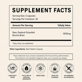 Primal Being Cerveau de Bœuf 90 Capsules étiquette