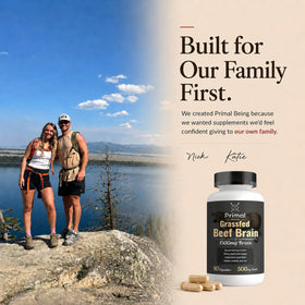 Primal Being Cerveau de Bœuf 90 Capsules sur une table