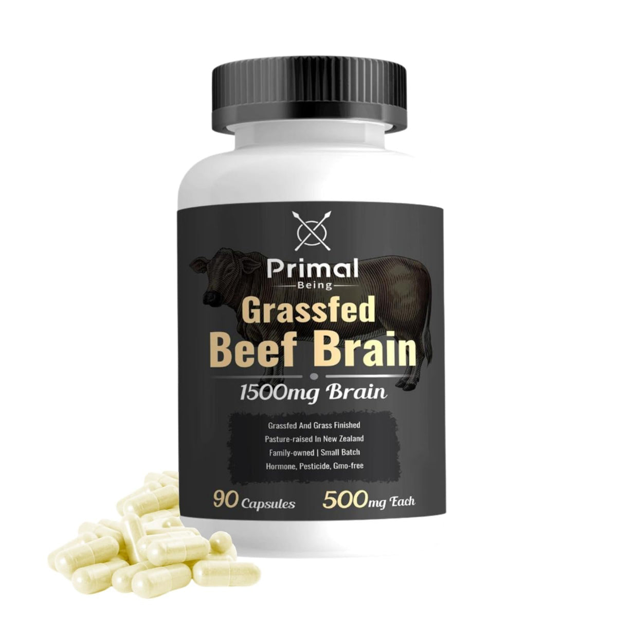 Primal Being Cerveau de Bœuf 90 Capsules vue de face