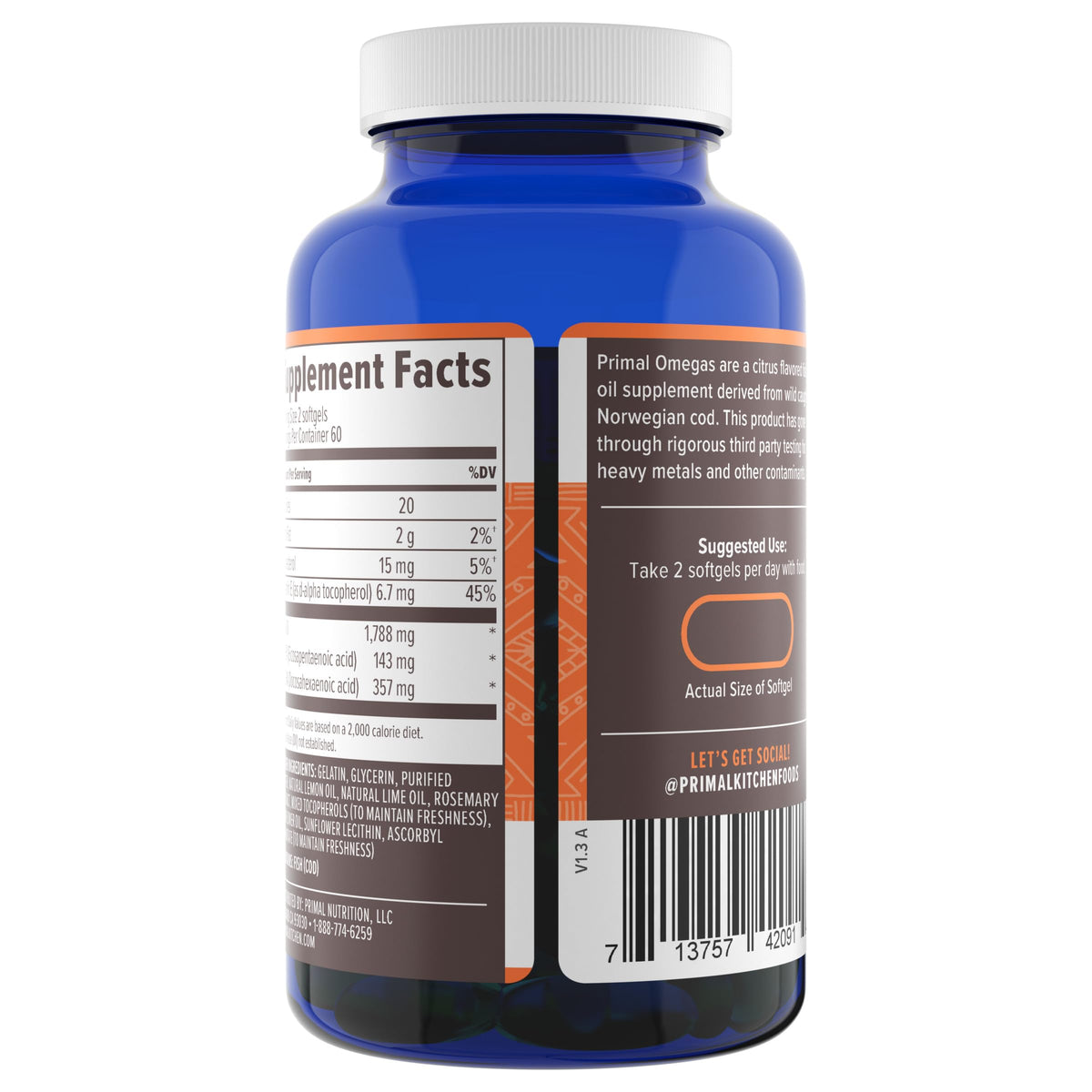 Primal Blueprint Primal Omegas gélules avec citron et lime