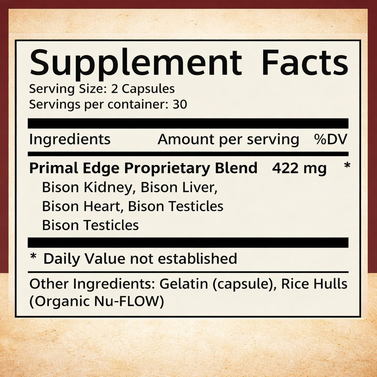 Primal Edge Biso Extrait de Bison capsules ouvertes sur une surface