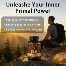 Primal Edge Biso Extrait de Bison capsules sur une table